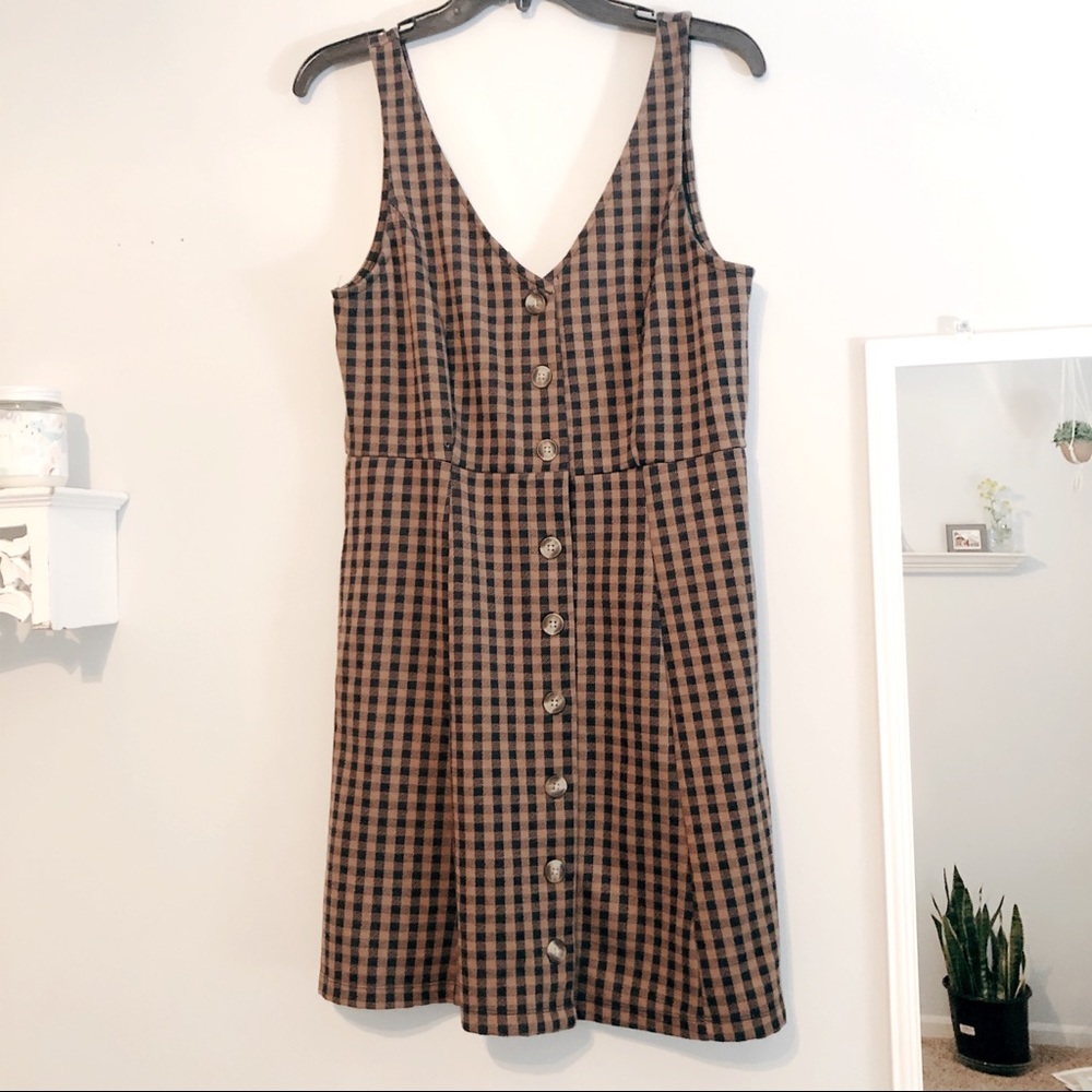 AEO plaid button down tank dress